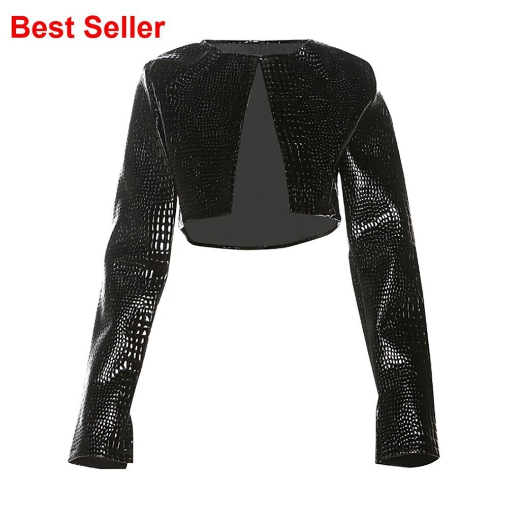 Cropped Faux Leather Jacket Motorcycle Bomber Y2k Fashion